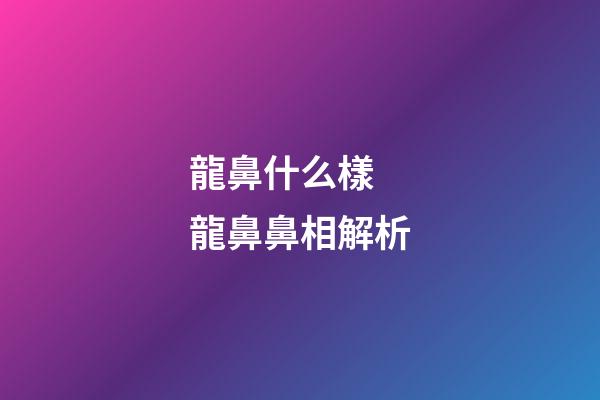 龍鼻什么樣 龍鼻鼻相解析